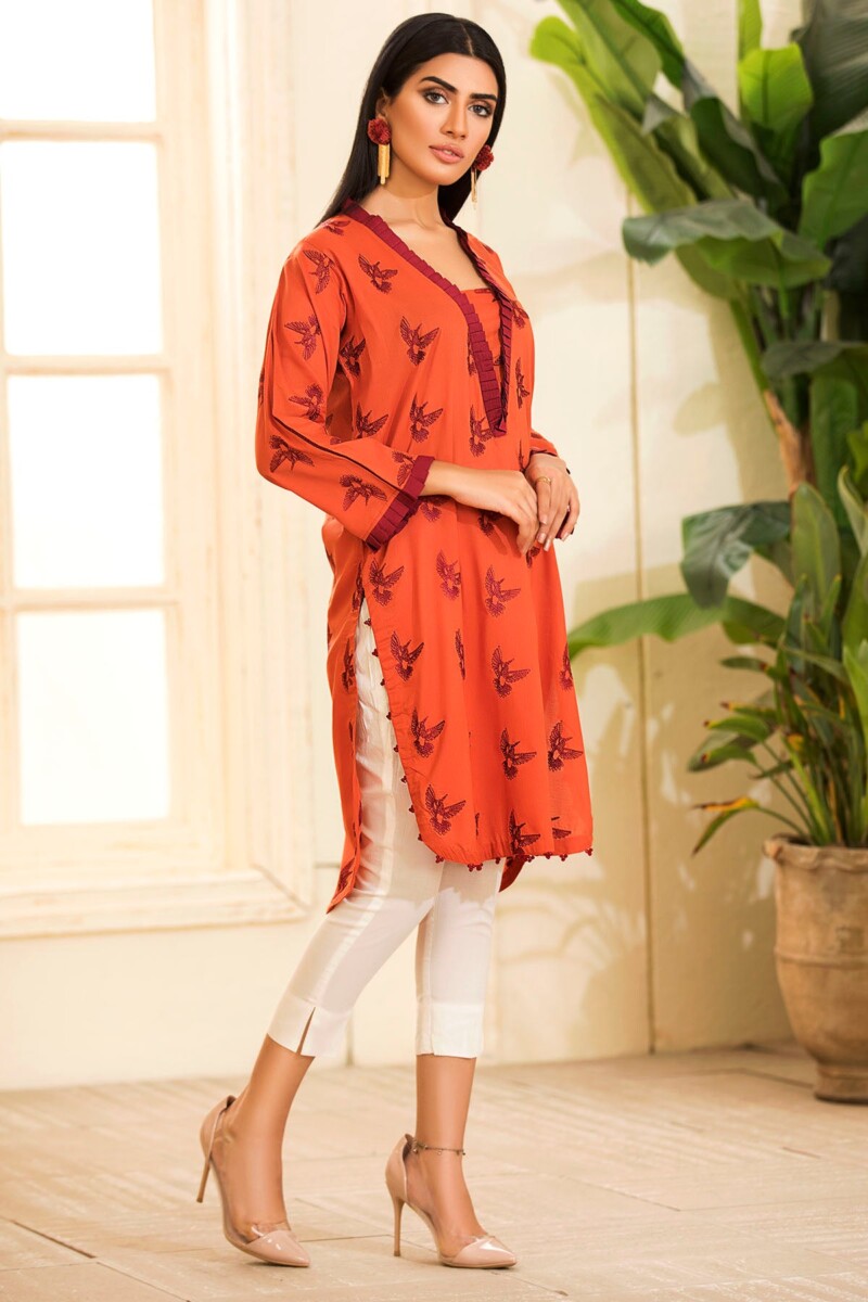 Motifz 2482-ORANGE EMBROIDERED LAWN STITCHED Casuals