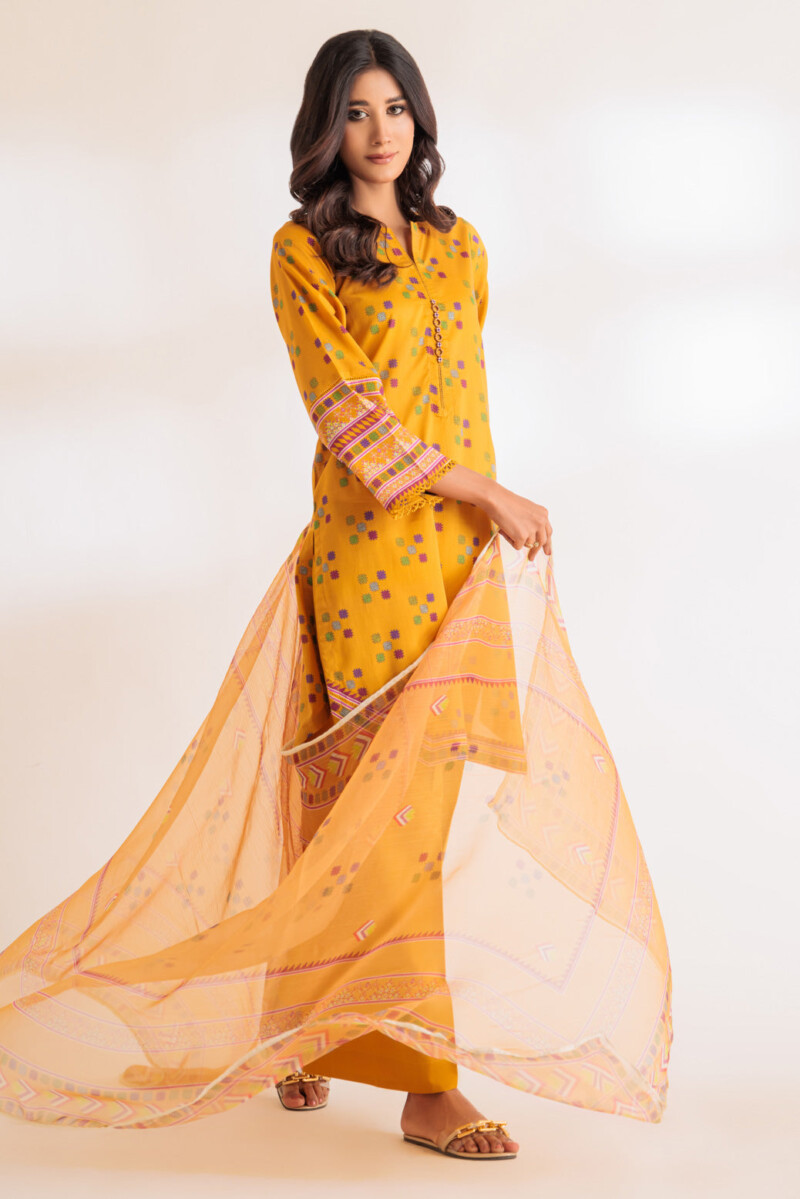 product Bonanza Satrangi Mustard Lawn 3 Piece 6s24b3p038 Summer Collection 24