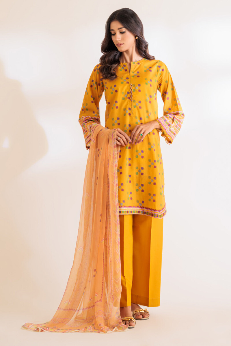 product Bonanza Satrangi Mustard Lawn 3 Piece 6s24b3p038 Summer Collection 24