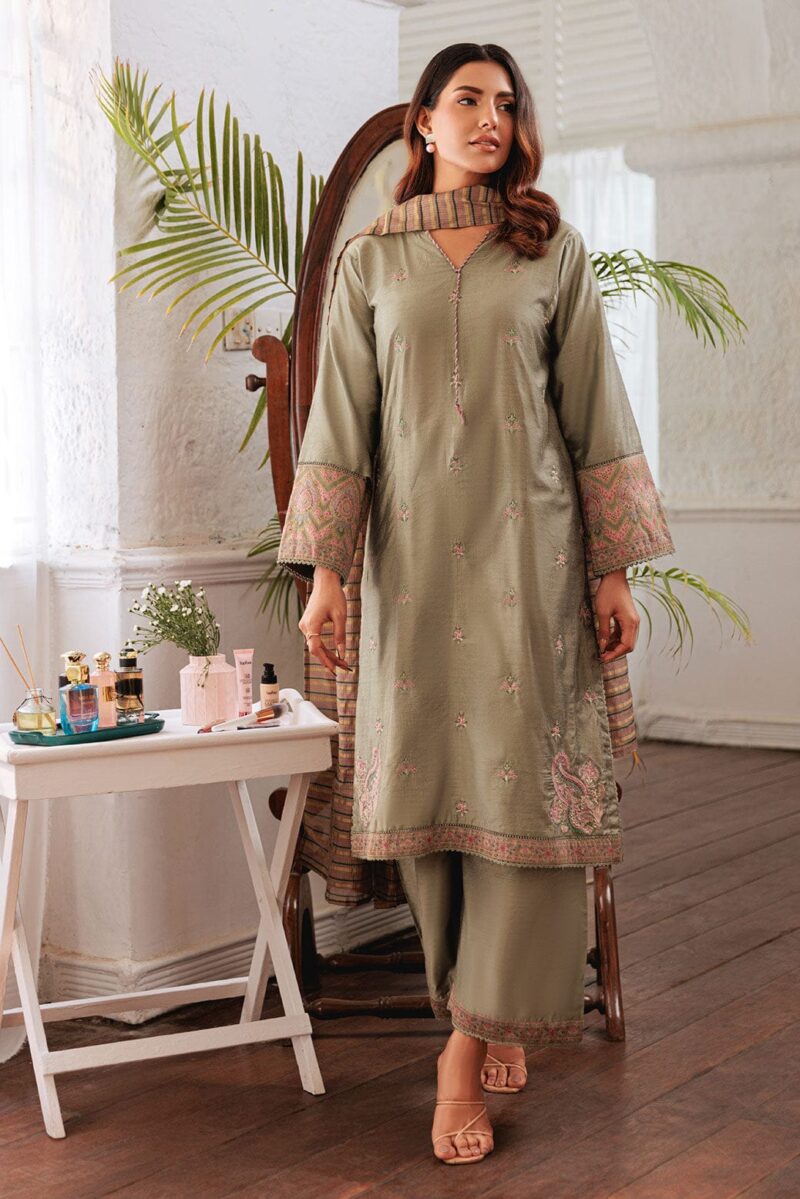 Bonanza Satrangi Green Raw Silk 3 Piece 6s24c3p189 Festive Pret 2024