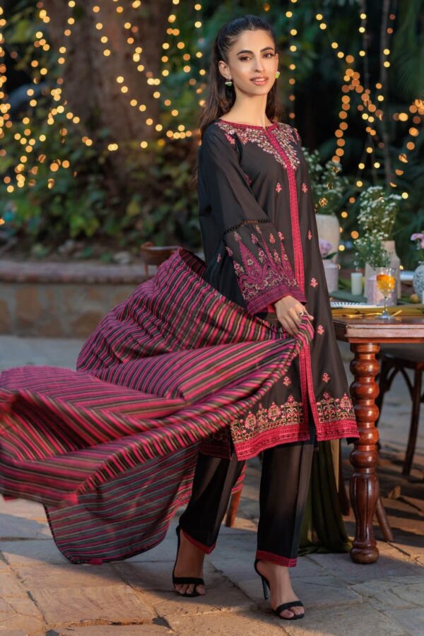 Bonanza Satrangi Black Raw Silk 3 Piece 6S24C3P190 Festive Pret 2024