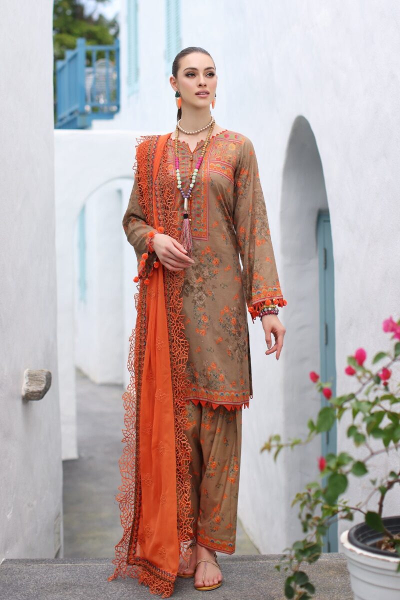 Charizma Pm4-11 3-Pc Printed Lawn Shirt With Embroidered Chiffonc