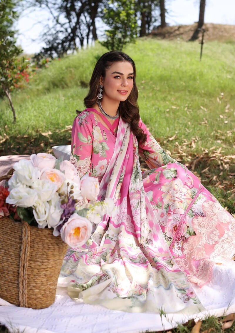 product Elaf Eck-03b Pink Muse Print Chikankari 2024