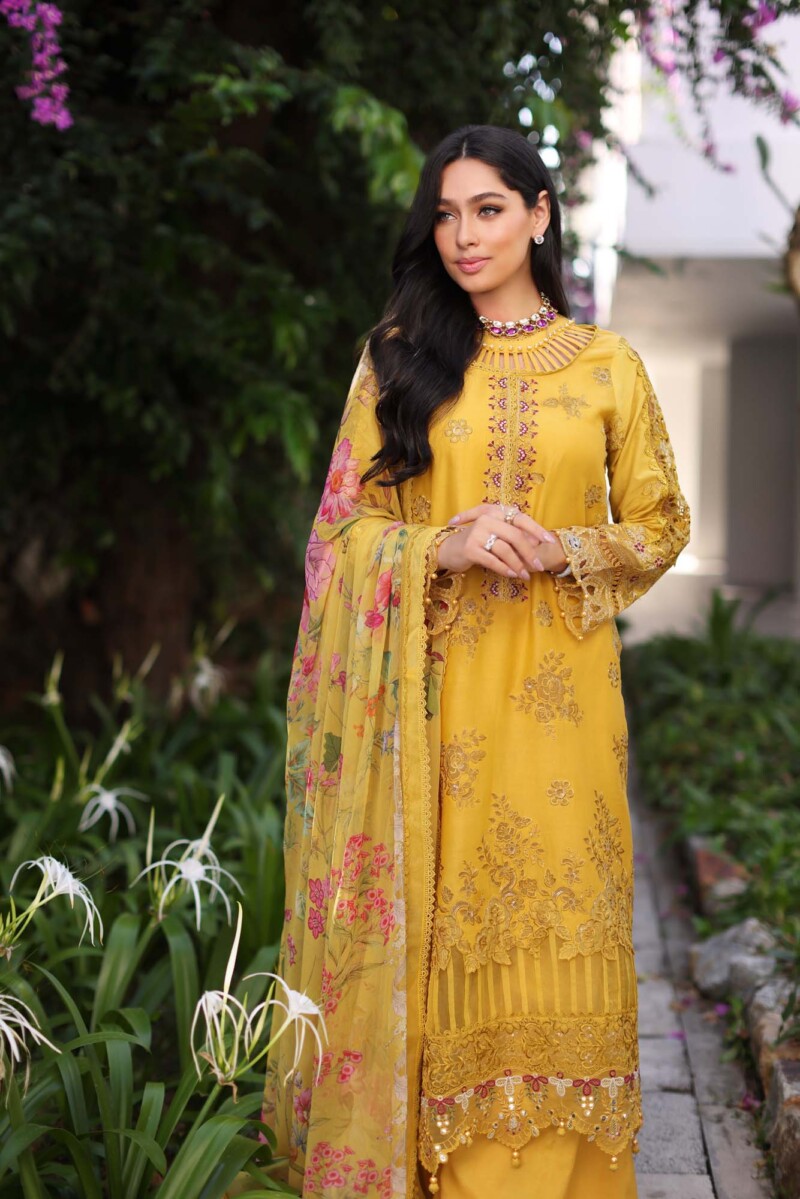 Noor D8-B Mustard Laser Luxury Chikankari Lawn 24