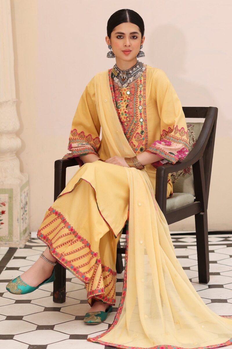 Charizma 3 Pc Embroidered Lawn Shirt With Chiffon Dupatta And Trouser Cnp 4 010