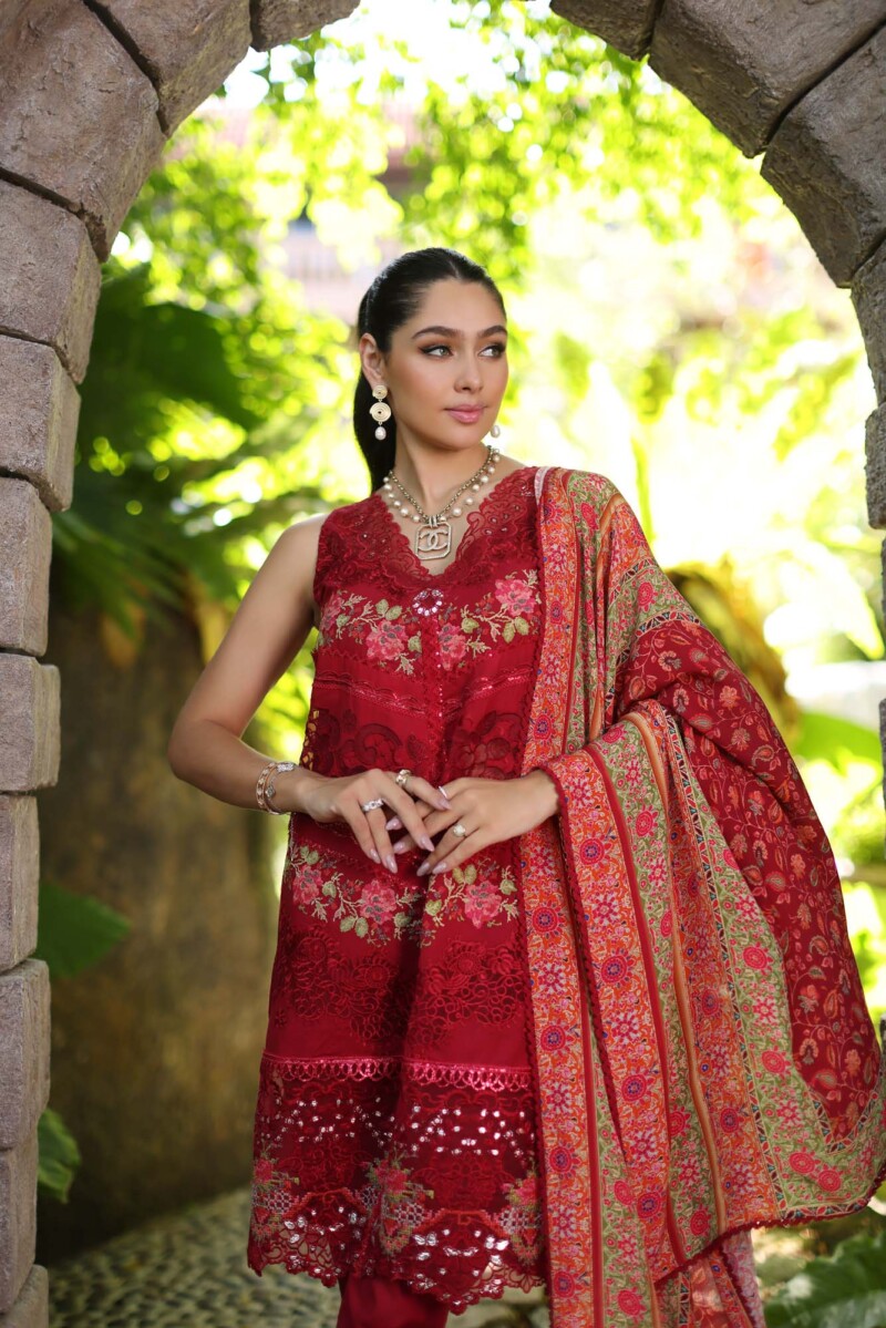 Noor D12-A Red Luxury Chikankari Lawn 24