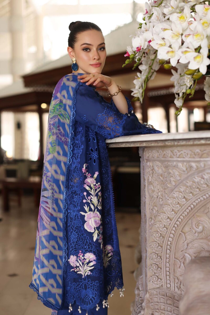 Noor D10-B Blue Electric Luxury Chikankari Lawn 24