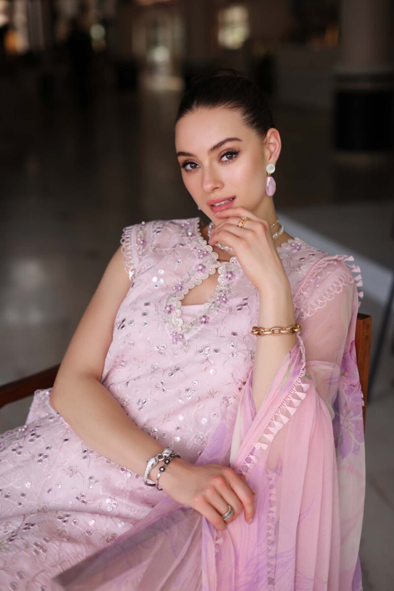 Noor D11-A Pink Schifli Luxury Chikankari Lawn 24