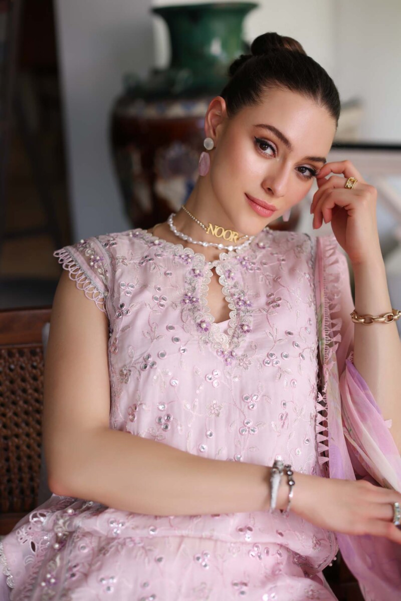 Noor D11-A Pink Schifli Luxury Chikankari Lawn 24