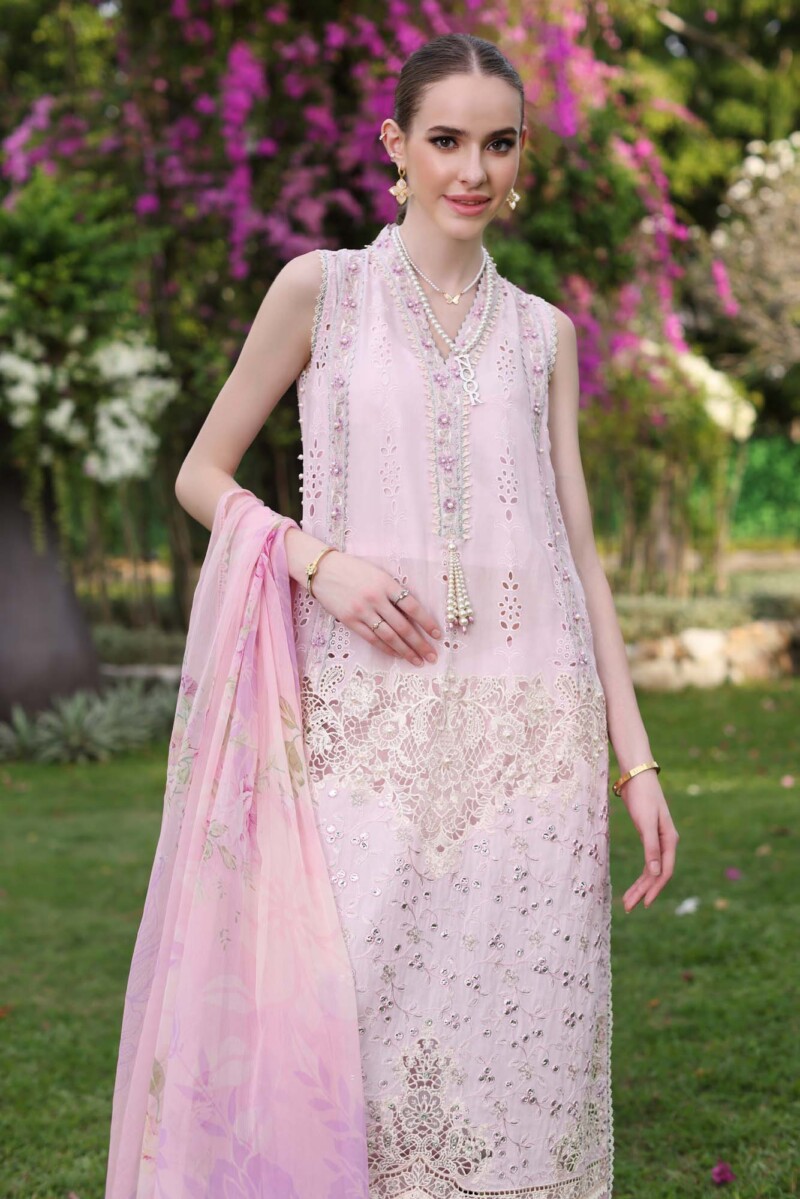 Noor D11-A Pink Schifli Luxury Chikankari Lawn 24