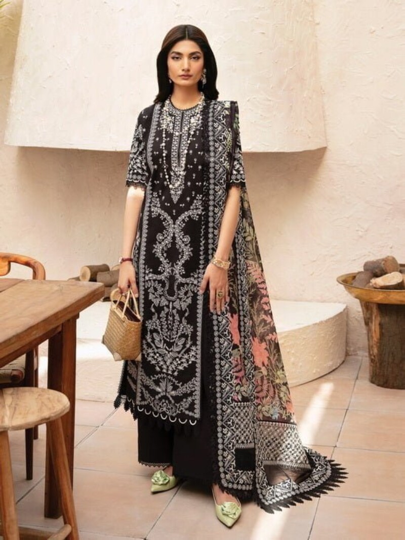 Afrozeh Cascade Mila Embroidered Luxury Lawn 3pc Suit Collection 2024