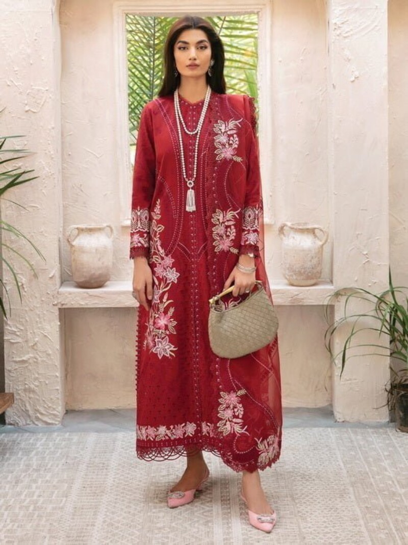 Afrozeh Cascade Emery Embroidered Luxury Lawn 3pc Suit Collection 2024