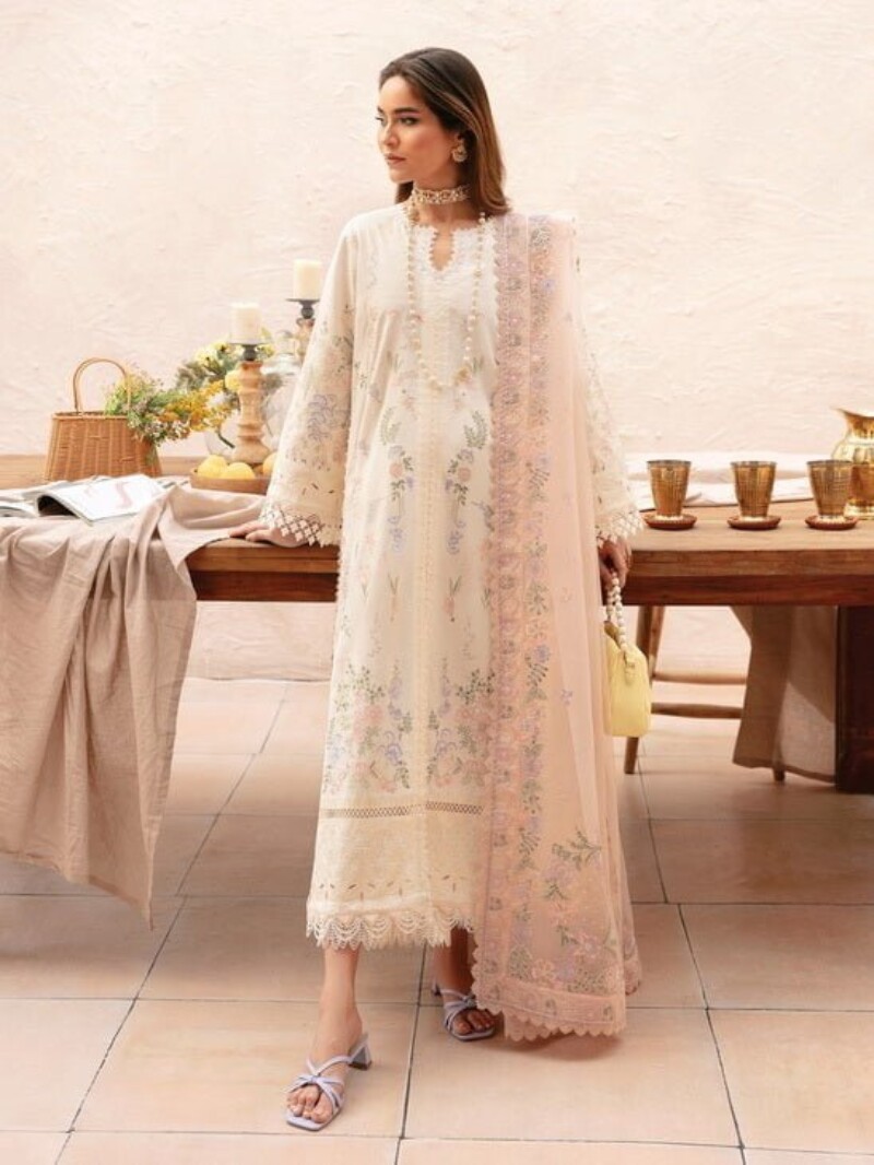 Afrozeh Cascade Luna Embroidered Luxury Lawn 3pc Suit Collection 2024