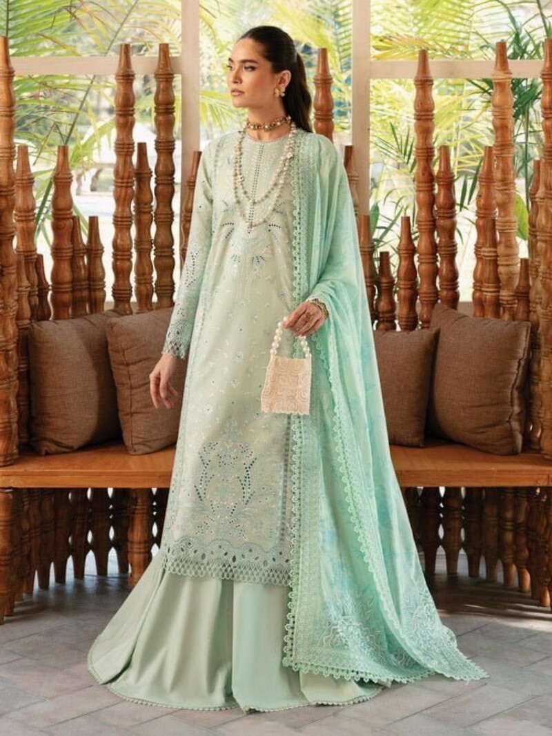 Afrozeh Cascade Willow Embroidered Luxury Lawn 3pc Suit Collection 2024