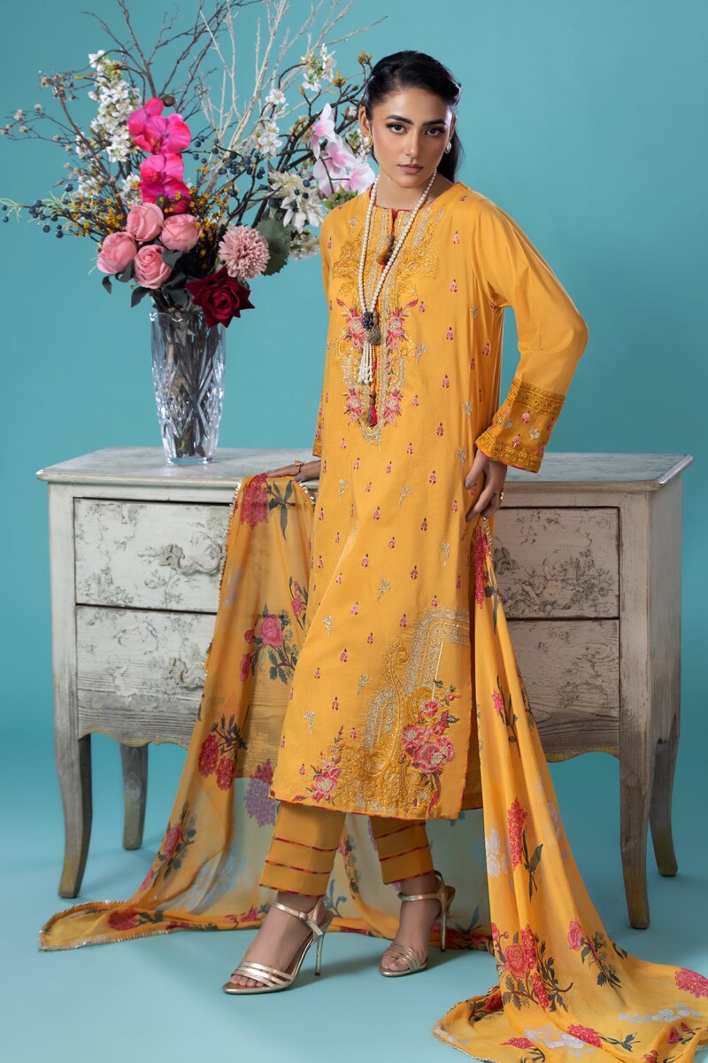 product Charizma 3 Pc Embroidered Lawn Shirt With Chiffon Dupatta And Trouser Cnp 4 45a