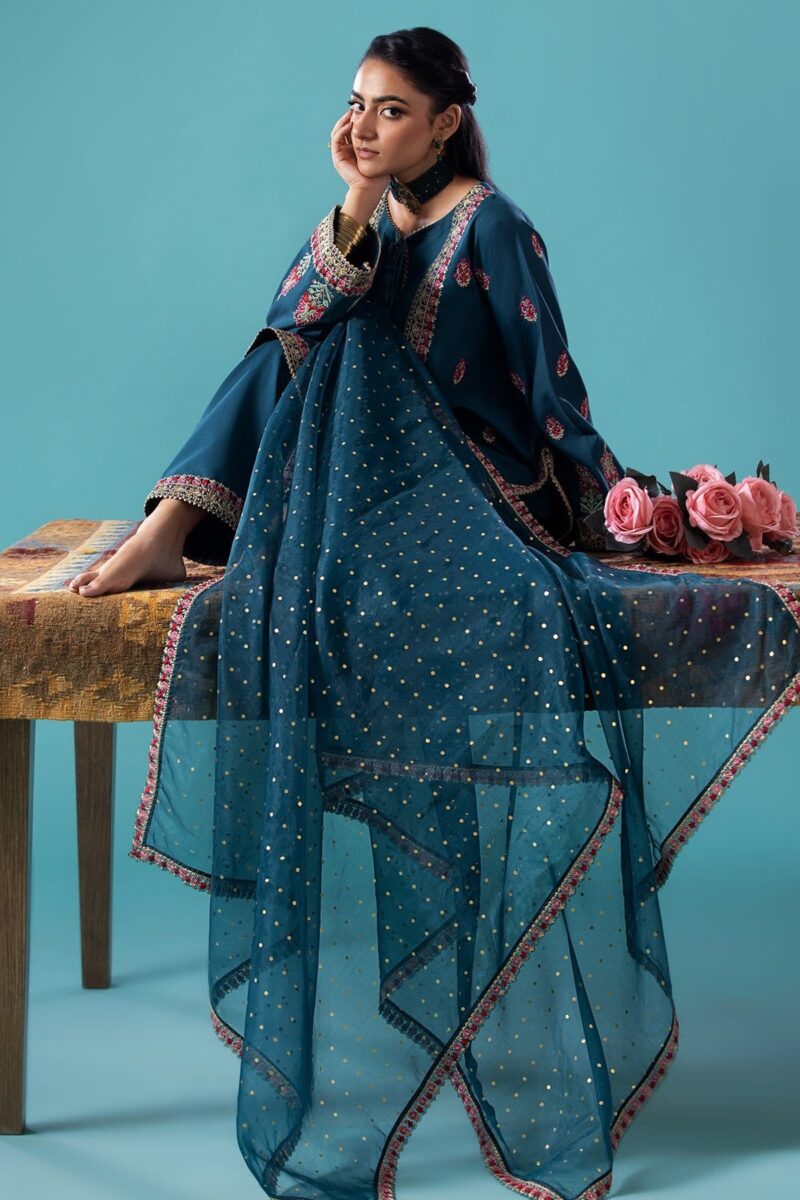 Charizma 3 Pc Embroidered Lawn Shirt With Organza Dupatta And Trouser Cnp 4 044