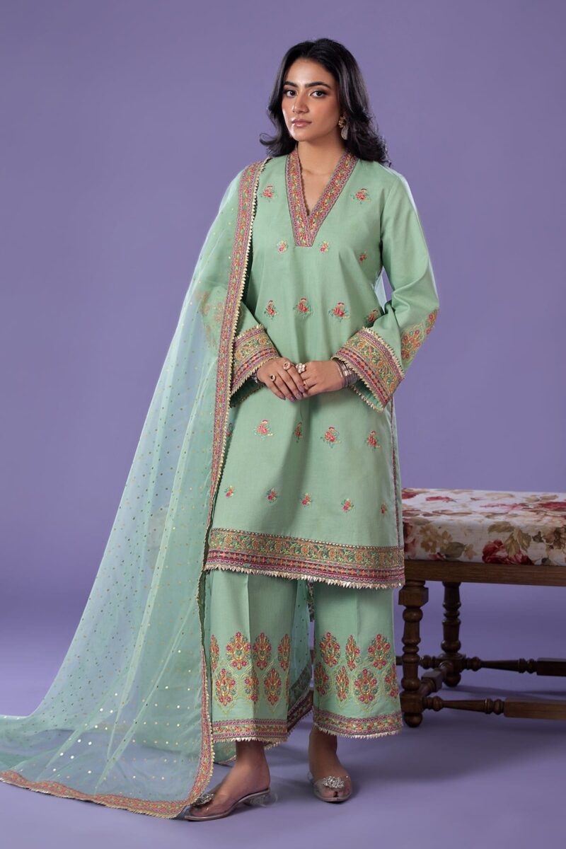 Charizma 3 Pc Embroidered Lawn Shirt With Organza Dupatta And Trouser Cnp 4 045