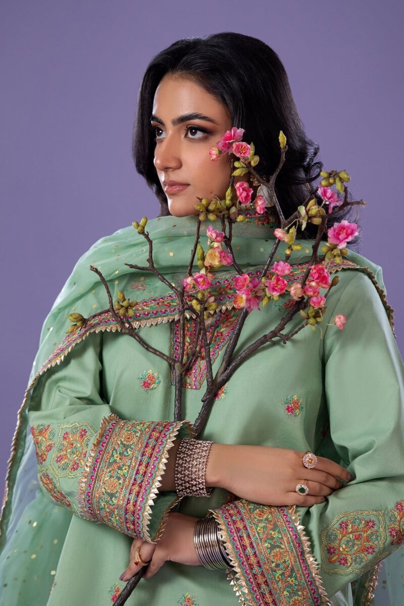 Charizma 3 Pc Embroidered Lawn Shirt With Organza Dupatta And Trouser Cnp 4 045