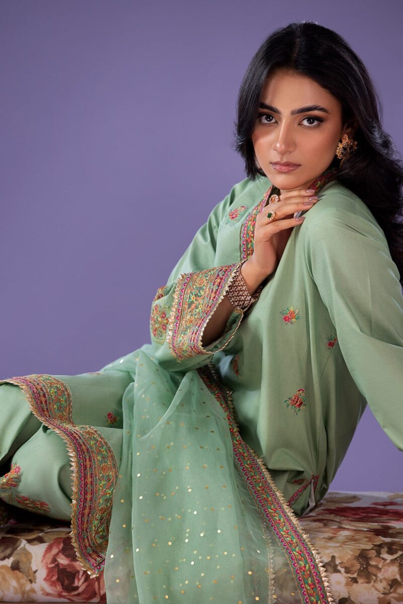 Charizma 3 Pc Embroidered Lawn Shirt With Organza Dupatta And Trouser Cnp 4 045