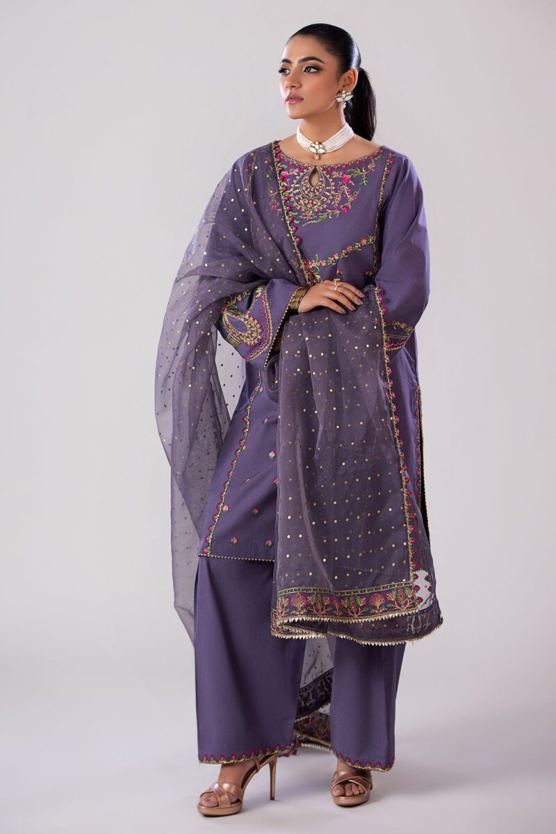 Charizma 3 Pc Embroidered Lawn Shirt With Organza Dupatta And Trouser Cnp 4 043