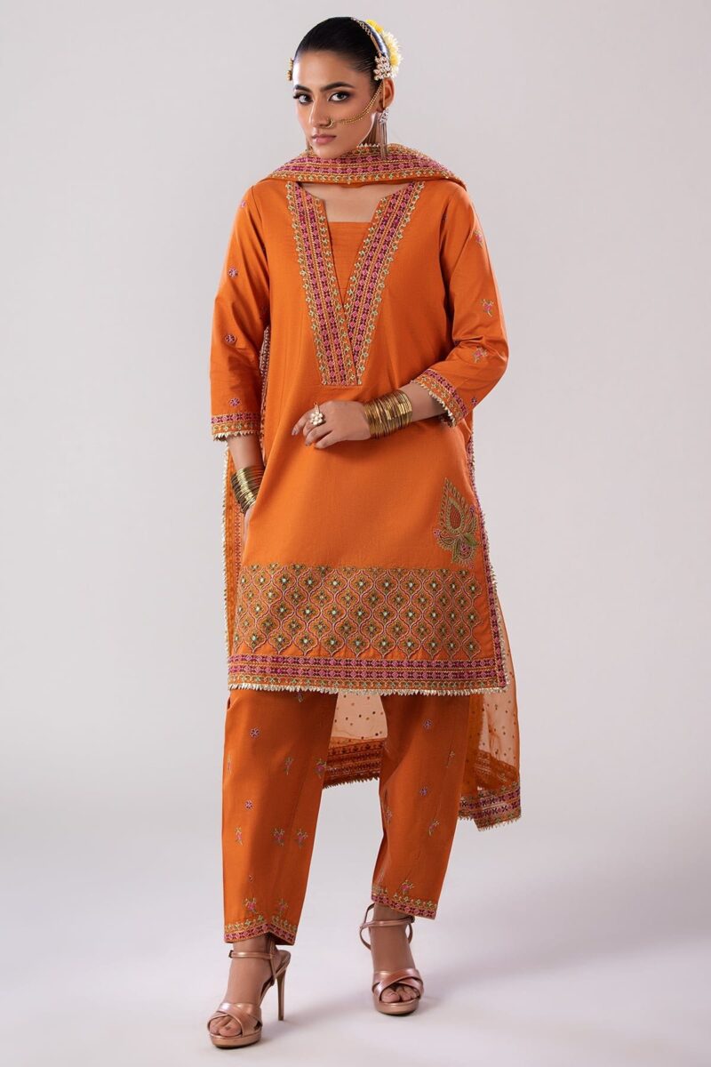 Charizma 3 Pc Embroidered Lawn Shirt With Organza Dupatta And Trouser Cnp 4 046