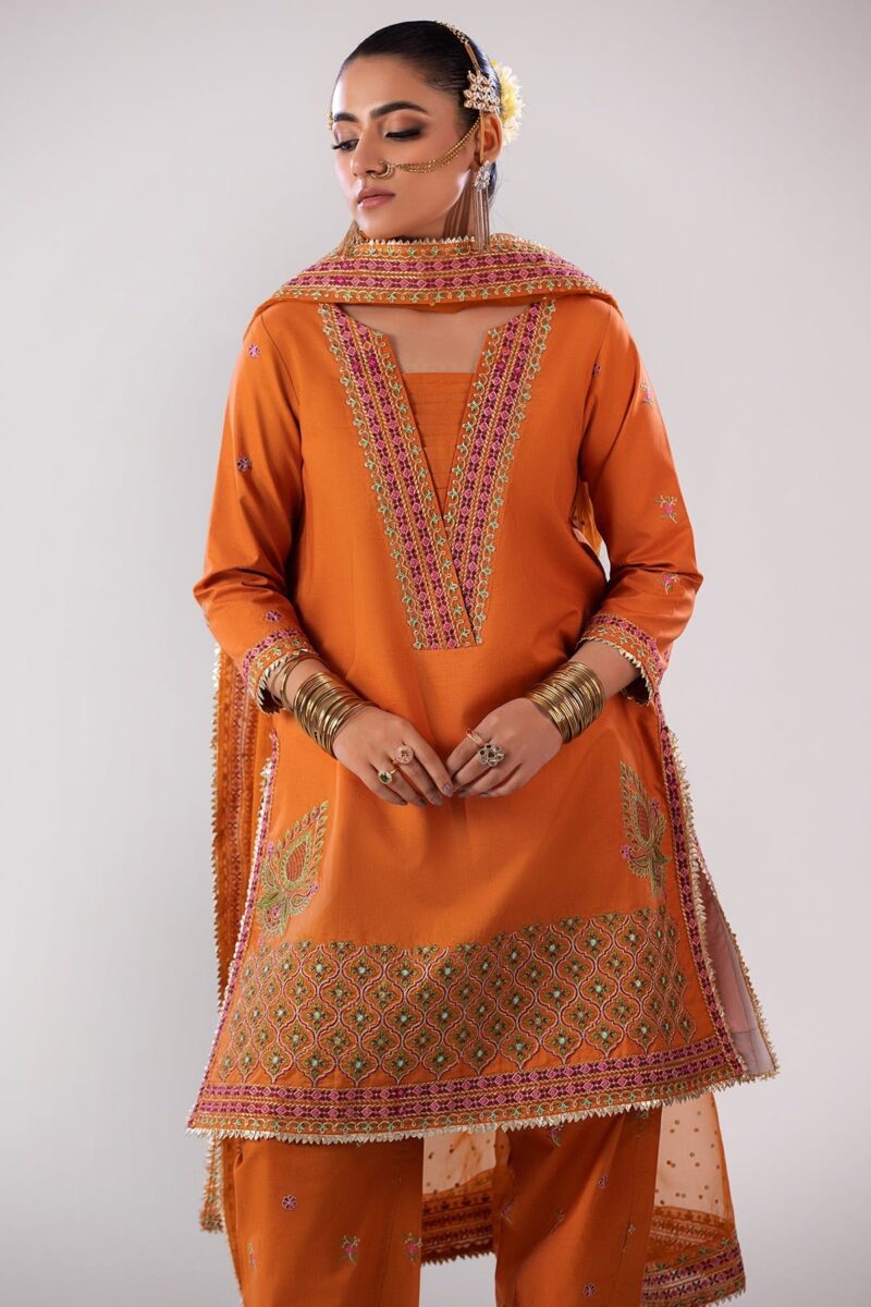 Charizma 3 Pc Embroidered Lawn Shirt With Organza Dupatta And Trouser Cnp 4 046