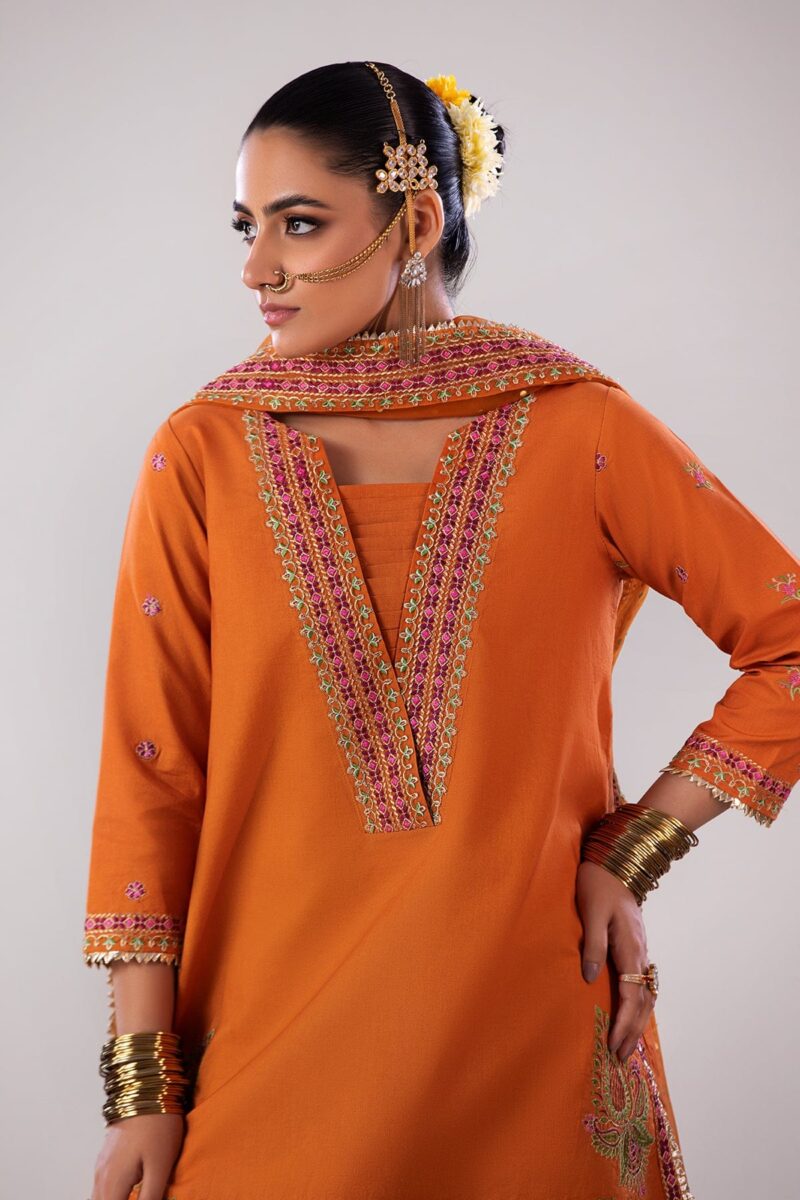 Charizma 3 Pc Embroidered Lawn Shirt With Organza Dupatta And Trouser Cnp 4 046