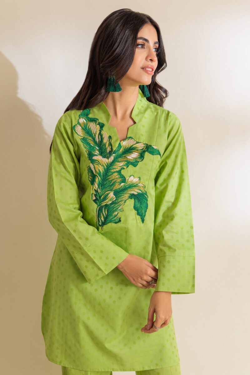 product Bonanza Satrangi Green Jacquard 2 Piece Bs7242p16 Co Ord Sets