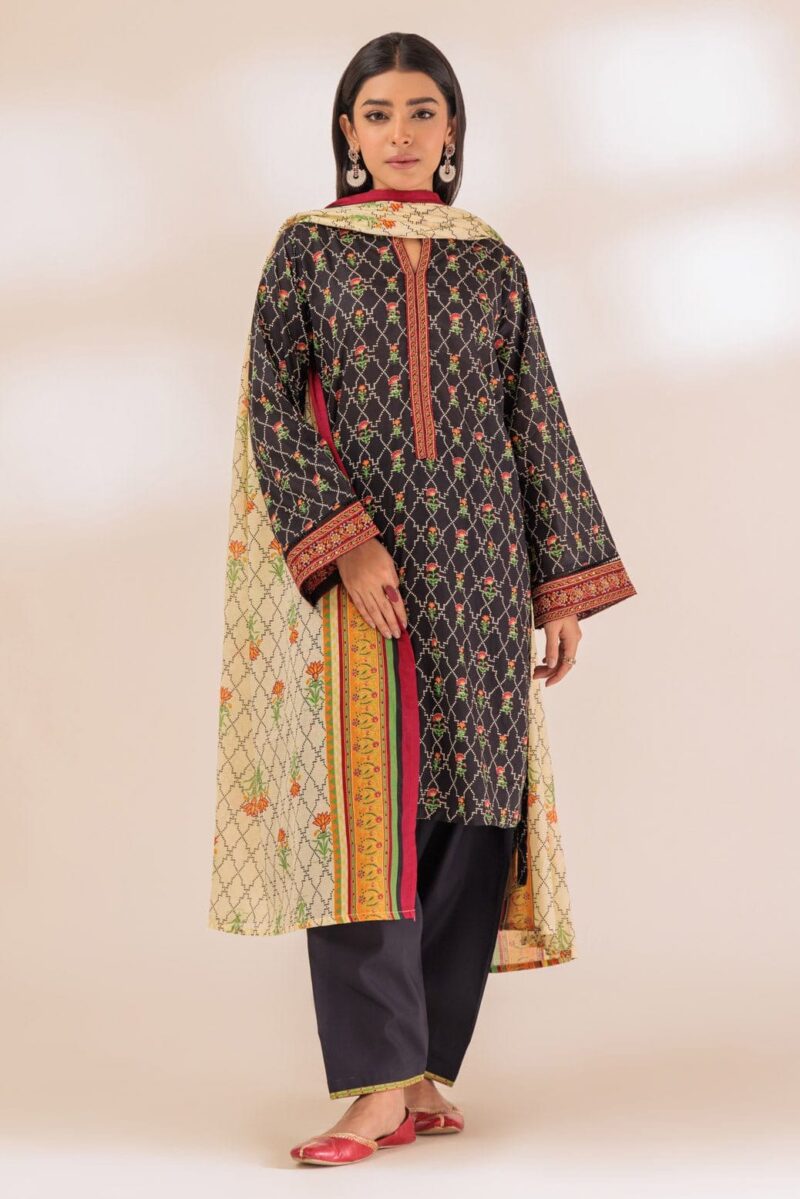 Bonanza Satrangi Black Lawn 3 Piece Bsas233p05 Summer Collection 24