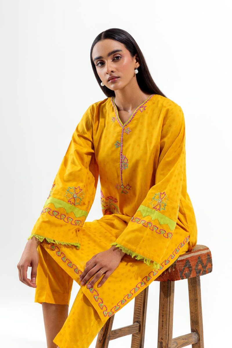 Beechtree 2 Piece Hand Embroidered Self Jacquard Suit Pret