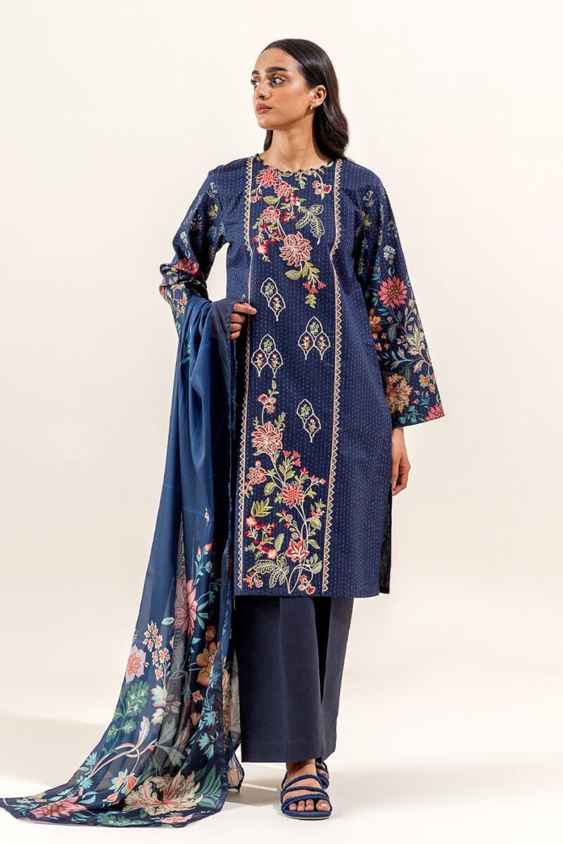 Beechtree 3 Piece Embroidered Lawn Suit Indigo Glaze Unstitched Summer