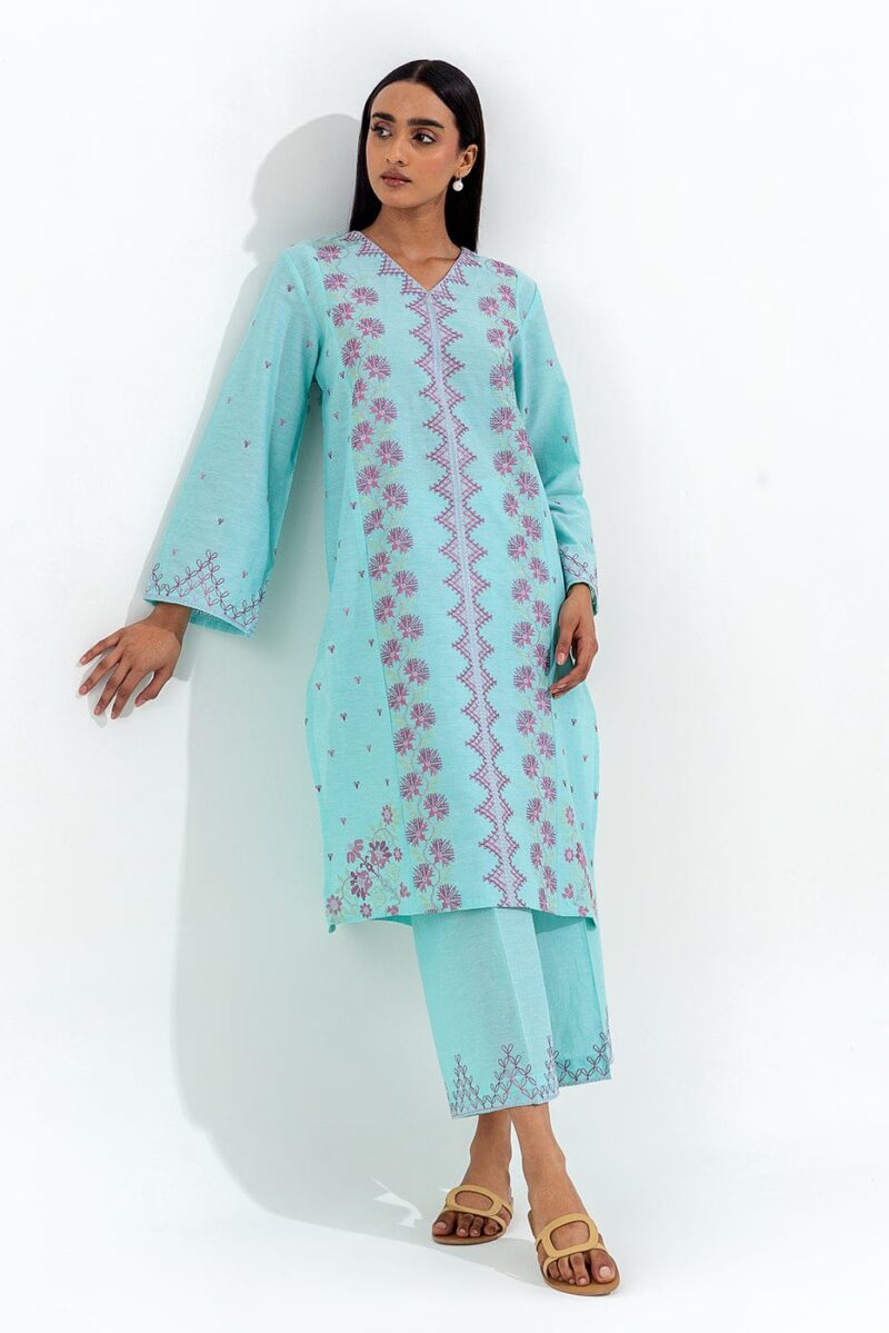 Beechtree 2 Piece Embroidered Chambrey Suit Pret