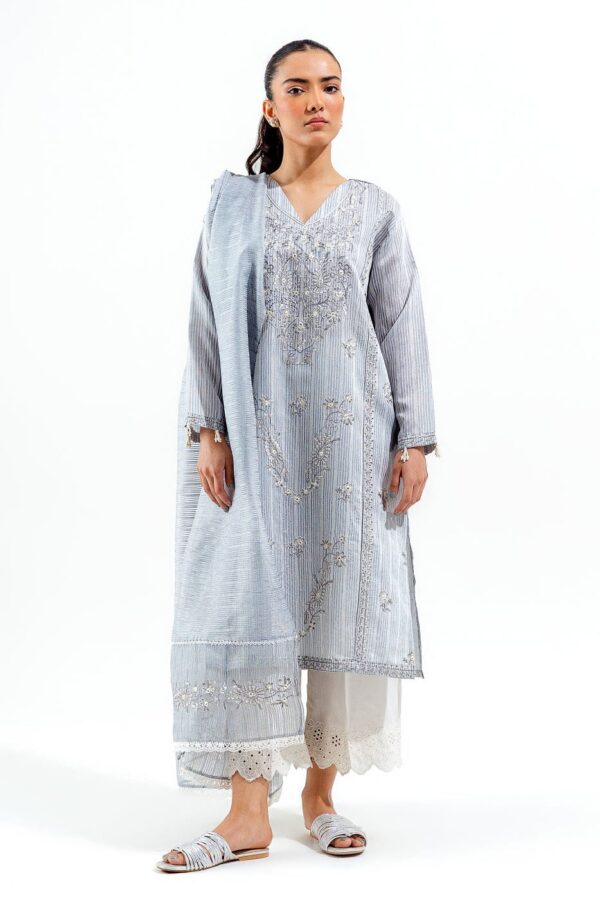 Beechtree 2 Piece Embroidered Organza Fancy Slub Suit Luxury Pret