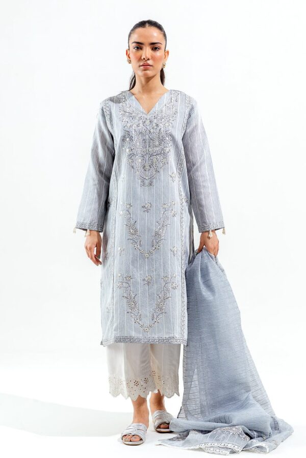 Beechtree 2 Piece Embroidered Organza Fancy Slub Suit Luxury Pret