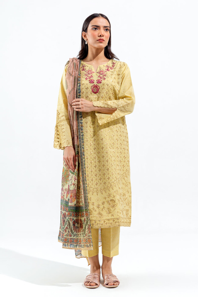 product Beech Tree 2 Piece Embroidered Slub Suit Luxury Pret