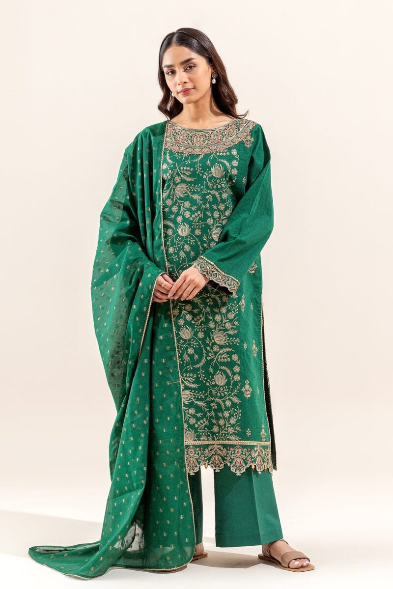 Beechtree 3 Piece Embroidered Jacquard Suit Unstitched Summer