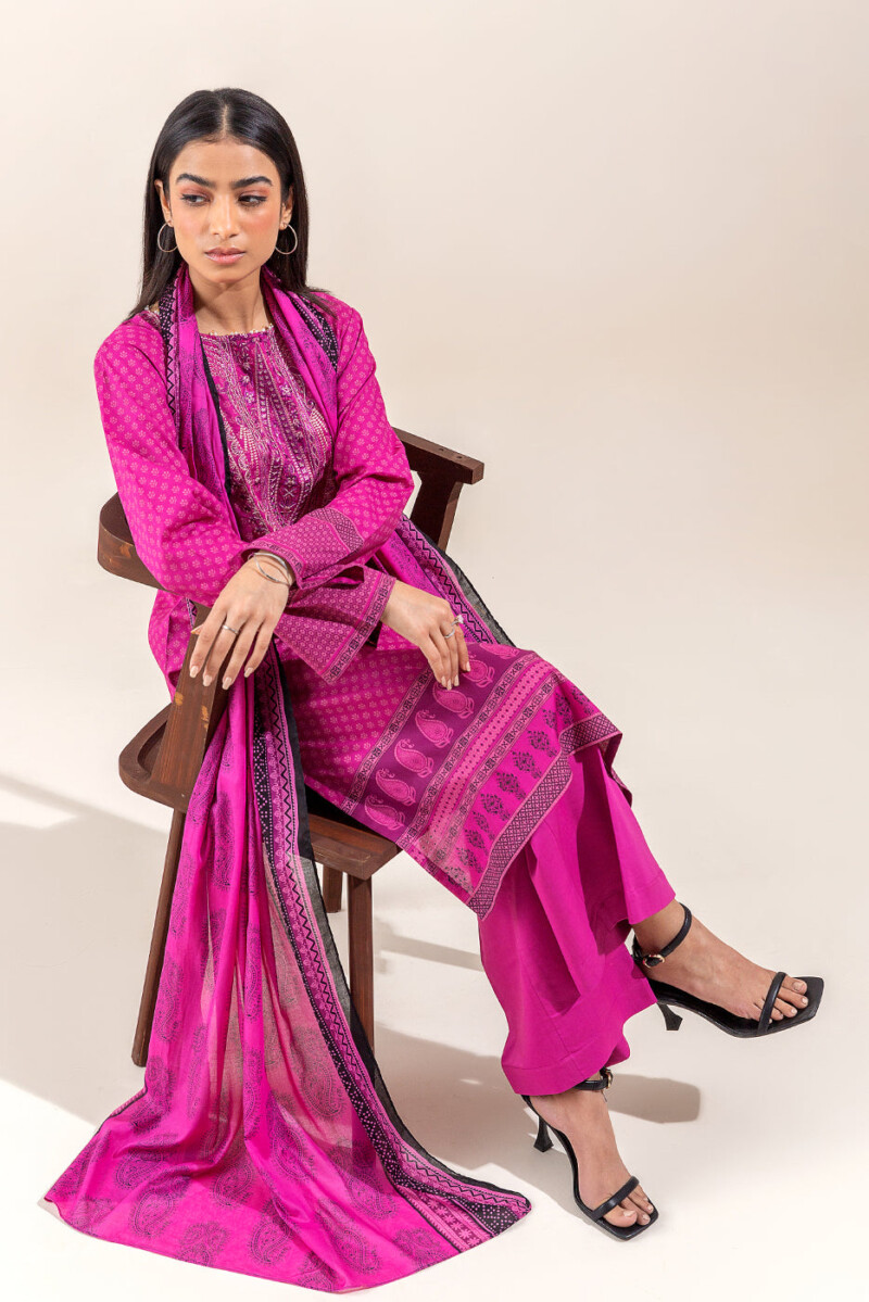 product Beechtree 3 Piece Embroidered Lawn Suit Raspberry Sorbet Unstitched Summer