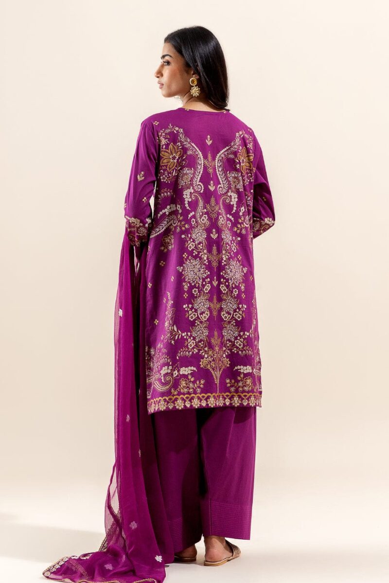 Beechtree 3 Piece Embroidered Lawn Suit Magenta Dream Unstitched Summer