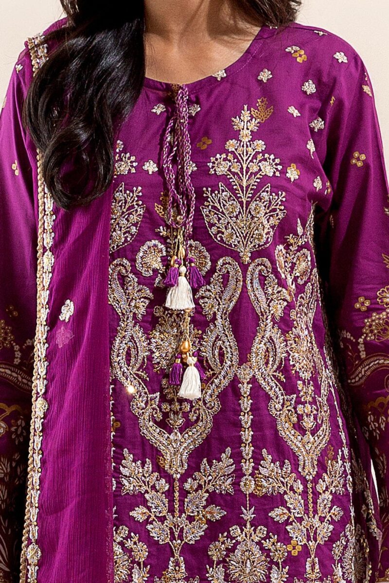 Beechtree 3 Piece Embroidered Lawn Suit Magenta Dream Unstitched Summer