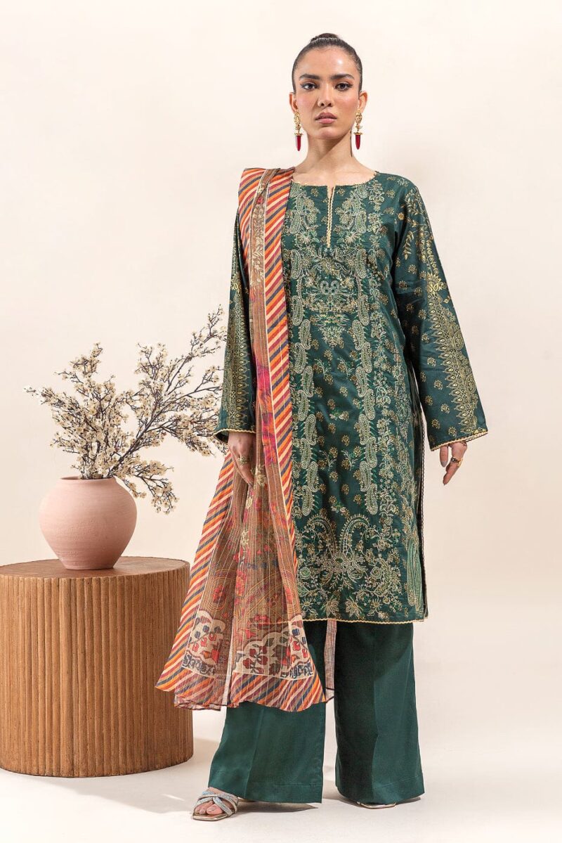 Beechtree 3 Piece Embroidered Lawn Suit Emerald Spruce Unstitched Summer