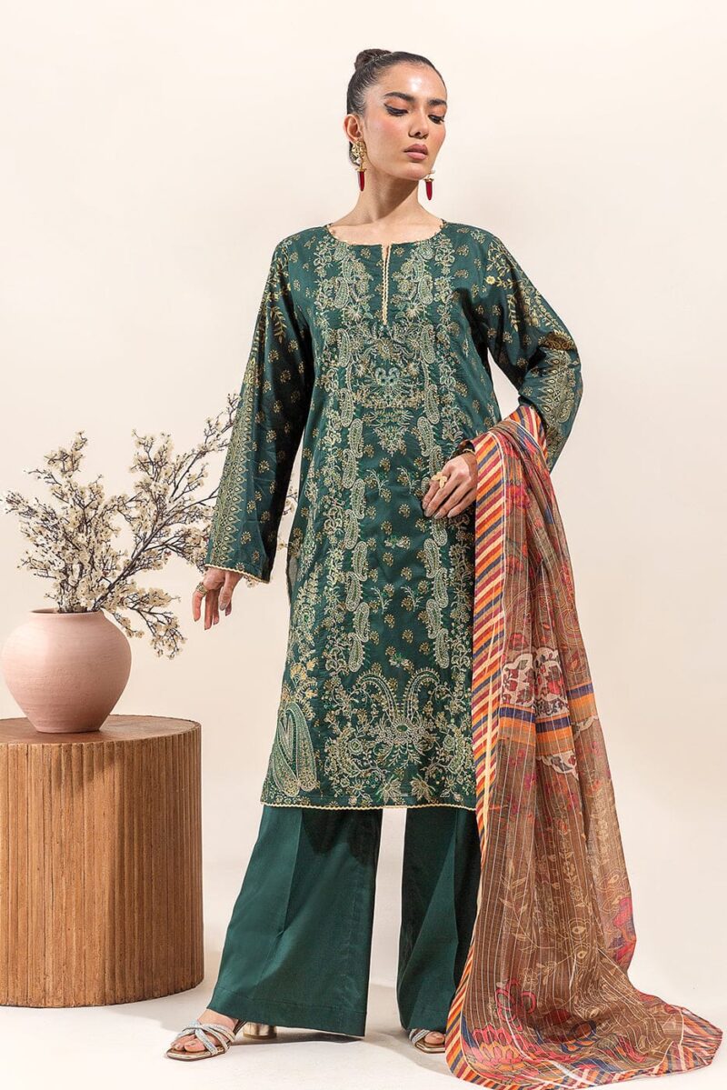 Beechtree 3 Piece Embroidered Lawn Suit Emerald Spruce Unstitched Summer