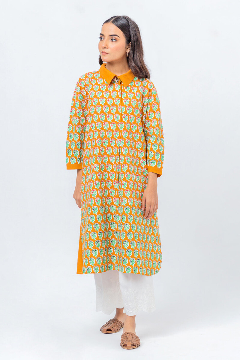 product Beechtree Printed Slub Khaddar Shirt Pret