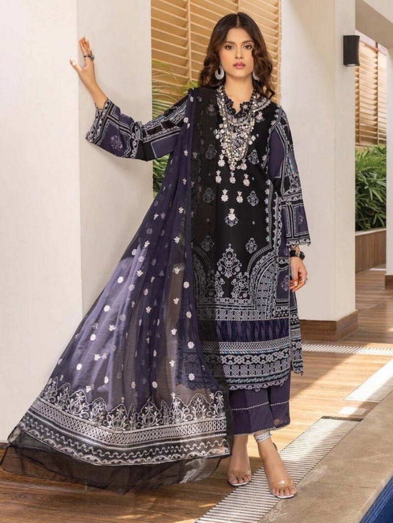 Humdum D-03 Embroidered Lawn 3pc Suit Collection 2024