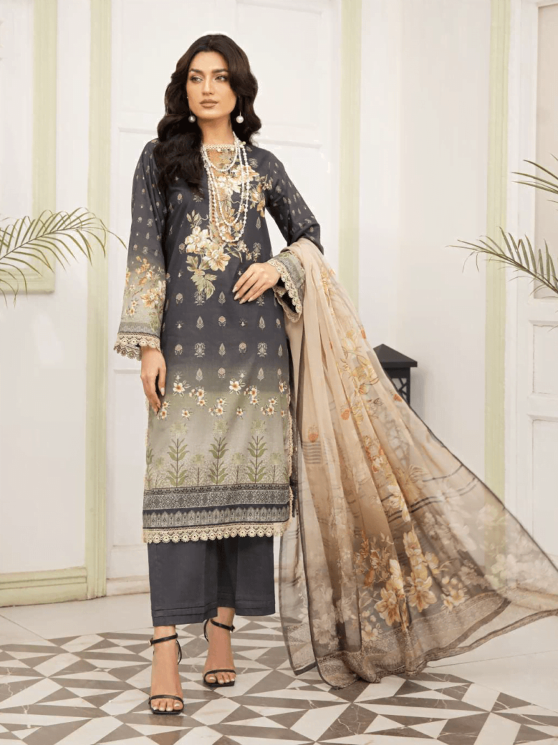 Al-Kareem Fabrics D-03 Printed Lawn 3pc Suit Collection 2024