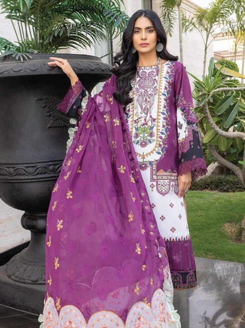 Humdum D-04 Embroidered Lawn 3pc Suit Collection 2024