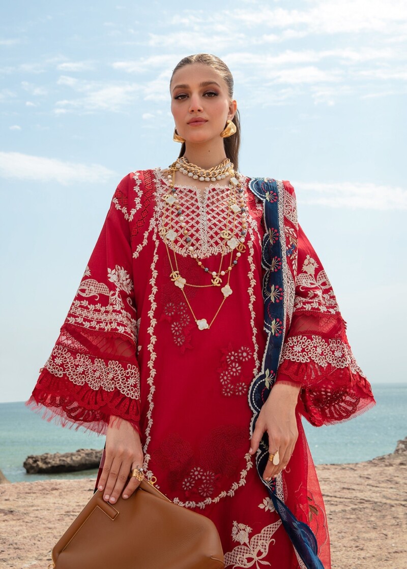 product Saira Shakira D-05a Stars Of Fire - Flame Red Embroidered Lawn 3pc Suit Collection 2024