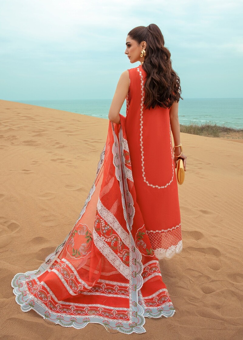 product Saira Shakira D-05b Stars Of Fire - Fiesta Coral Embroidered Lawn 3pc Suit Collection 2024