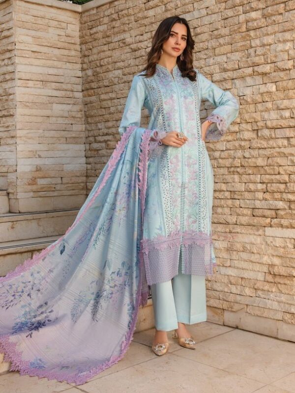 Rang Rasiya D-09 Ocean Carnation Embroidered Lawn 3Pc Suit Collection 2024