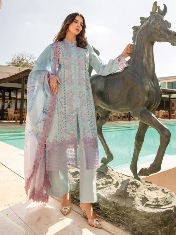Rang Rasiya D-09 Ocean Carnation Embroidered Lawn 3Pc Suit Collection 2024