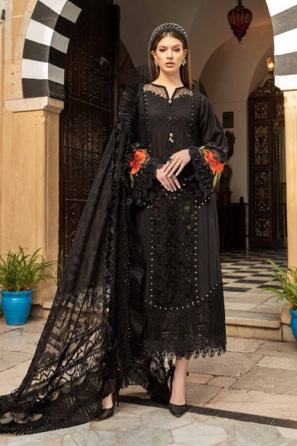 Maria.B D-2408-B Embroidered Luxury Lawn 3pc Suit Collection 2024